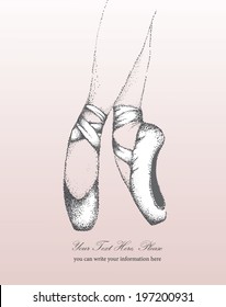 Vector illustration of a pair of legs in ballet shoes, in graphic style - pointillism