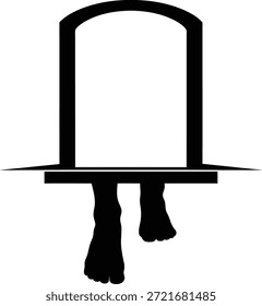 Vector illustration of a pair of legs hanging down from a door frame or ledge representing risk, sitting on the edge, or contemplation isolated on white background