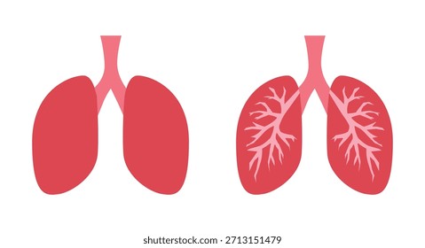 Ilustración vectorial de un par de pulmones sobre un fondo blanco