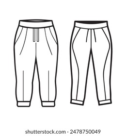 vector illustration of a pair of pants line art