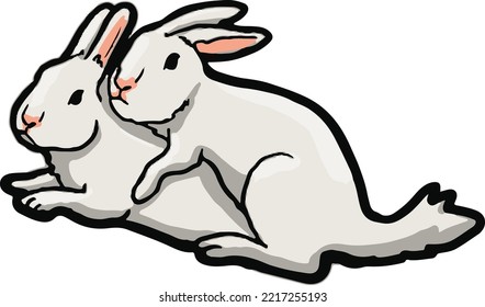 vector illustration of a pair of rabbits hugging in breeding season