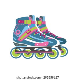 Vector illustration of a pair of roller blades on white isolated background
