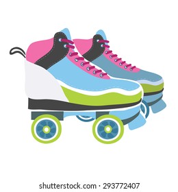 Vector illustration of a pair of roller skates on white isolated background