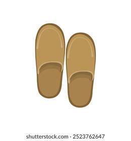 Vector illustration pair of sliper in cartoon flat style. Domestic house slippers home footwear, summer, hotel, and spa shoe. Icon sandals in different positon