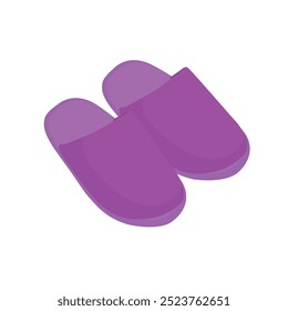 Vector illustration pair of sliper in cartoon flat style. Domestic house slippers home footwear, summer, hotel, and spa shoe. Icon sandals in different positon