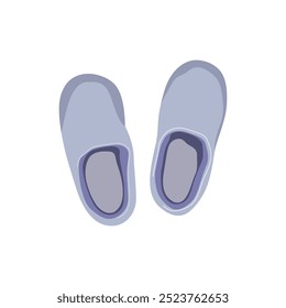 Vector illustration pair of sliper in cartoon flat style. Domestic house slippers home footwear, summer, hotel, and spa shoe. Icon sandals in different positon