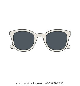 Vector illustration of a pair of sunglasses with a light-colored frame and dark lenses. Simple and stylish design, suitable for fashion, summer, accessories, and eyewear themes