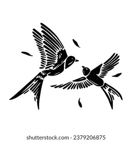 vector illustration of a pair of swallows with a simple but attractive design and also with unique lines