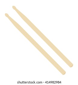 Vector illustration a pair of wooden drumsticks. Drum sticks icon flat design