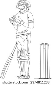 Vector Illustration of Pakistan Cricket Player in Prayer After Final Match Win, Celebratory Prayer of Pakistan Cricket Player - Vector Sketch Illustration