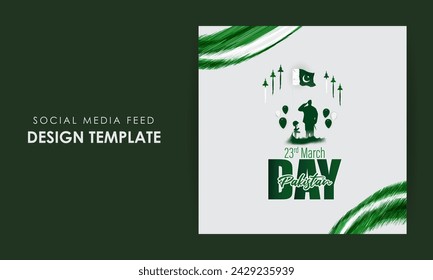 Vector illustration of Pakistan Day social media feed template