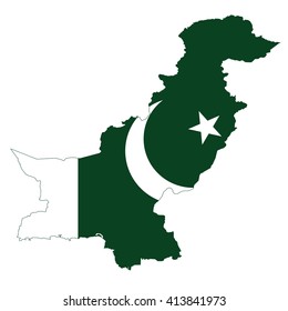 Vector illustration of Pakistan flag map
