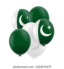 Vector Illustration of Pakistan Independence Day. Balloons 
