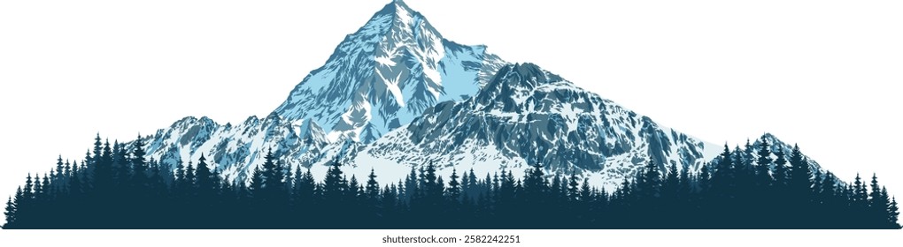 vector illustration Pakistan mountains with forest