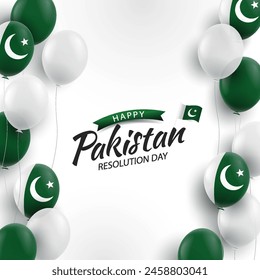 Ilustración vectorial del Día de la Resolución de Pakistán. Fondo con globos 
