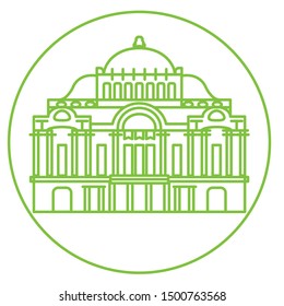 Vector Illustration Of Palacio de Bellas Artes On Mexico Isolated