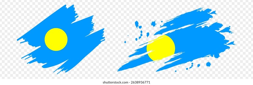 Vector illustration of Palau flag in brush stroke effect on transparent background