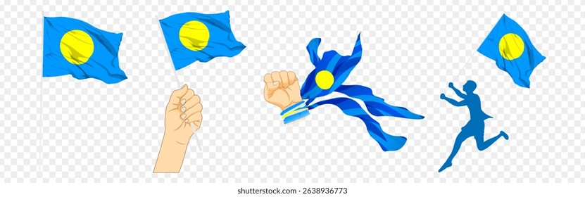 Vector illustration of Palau flag composition on transparent background
