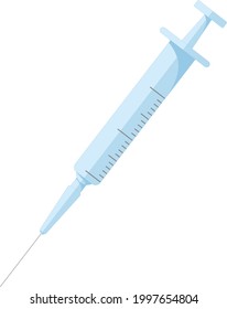 A vector illustration of a pale blue syringe with no background