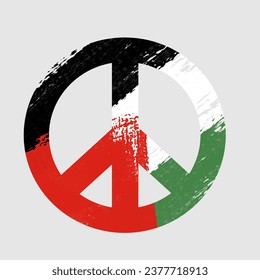 Ilustración vectorial de la bandera palestina. Símbolo de paz con color de la bandera palestina. Paz de Palestina. Liberen a Palestina. Buena voluntad durante la guerra. Guerra israelí-palestina.