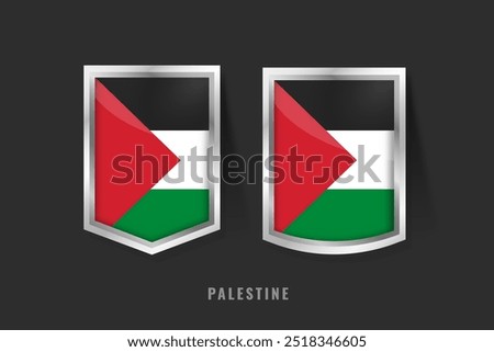 Vector Illustration of PALESTINE Label Logo. PALESTINE Badge Sign PALESTINE With Flag, Palestinian Product Label Banners Template.