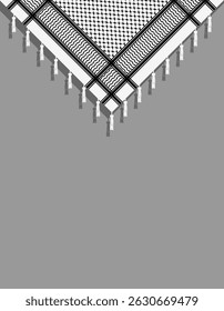 Vector illustration of Palestinian keffiyeh. The Palestinian keffiyeh is a chequered black and white scarf that is usually worn around the neck or head. Editable illustration of keffiyeh. 