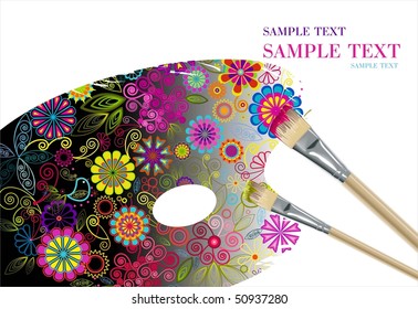 vector illustration of palette with brush