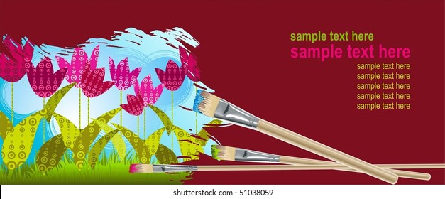 vector illustration of palette with brush