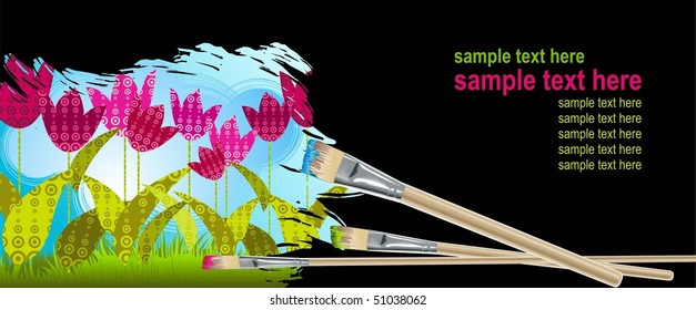 vector illustration of palette with brush