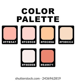 Vector illustration with palette. Color matching palette. Fashion Trend Color guide palette. RGB HEX color guide Swatch Catalog Collection. Suitable for Branding. An example of a color palette vector.
