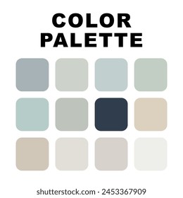 Vector illustration with palette. Color matching palette. Fashion Trend Color guide palette. RGB HEX color guide Swatch Catalog Collection. Beach summer ocean. An example of a color palette vector.