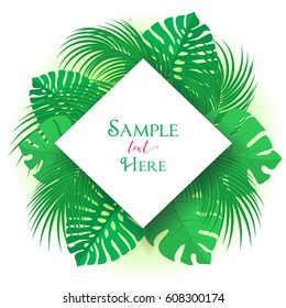 Vector illustration of palm leaf decoration. Exotic tree palm leaf