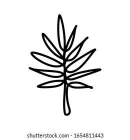 Vector illustration of palm leaf drawn in one line art style. Modern minimalist drawing
