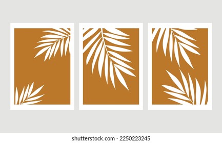 Vector illustration of palm leaves on brown background