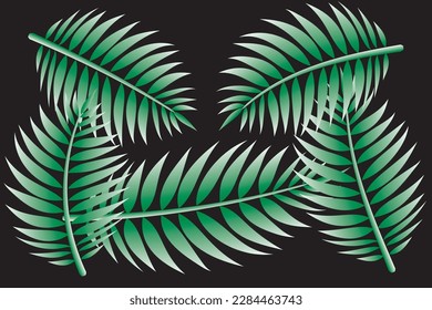 ilustración vectorial. hojas de palma sobre fondo negro