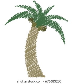 Vector illustration a palm and the sun.