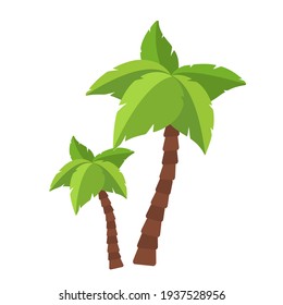 Ilustración vectorial de una palmera al estilo de las caricaturas. La imagen está aislada en un fondo blanco.
