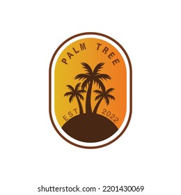vector illustration of palm tree, coconut tree, sunset, beach, summer, landscape. vector design that is very suitable for logos, websites, apps, elements, banners, pamphlets, etc.