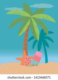 vector illustration Palm tree design, Summer vacation vector illustration