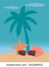 vector illustration Palm tree design, Summer vacation vector illustration