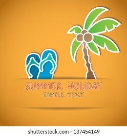 Vector illustration of palm tree and flip flop
