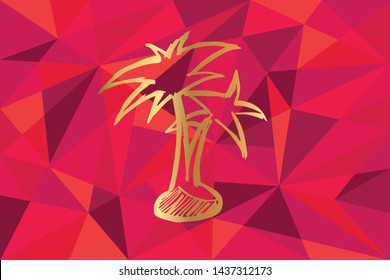 Vector Illustration of Palm Tree Icon with Red Polygon and Geometric. Graphic Design for Template, Layout, Background, Poster and More.