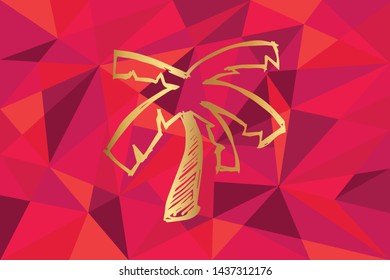 Vector Illustration of Palm Tree Icon with Red Polygon and Geometric. Graphic Design for Template, Layout, Background, Poster and More.