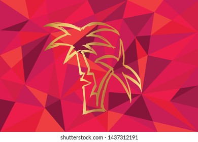Vector Illustration of Palm Tree Icon with Red Polygon and Geometric. Graphic Design for Template, Layout, Background, Poster and More.