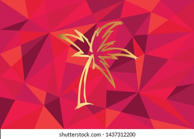 Vector Illustration of Palm Tree Icon with Red Polygon and Geometric. Graphic Design for Template, Layout, Background, Poster and More.