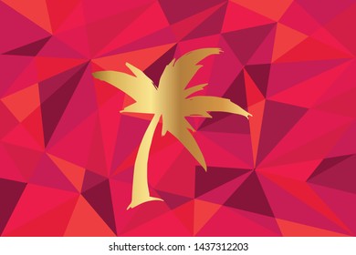 Vector Illustration of Palm Tree Icon with Red Polygon and Geometric. Graphic Design for Template, Layout, Background, Poster and More.