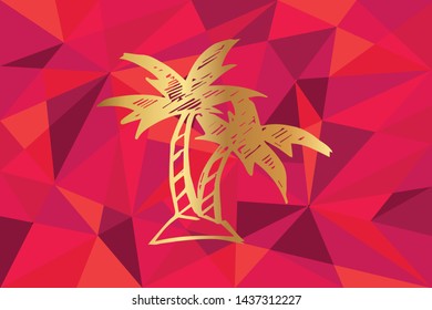 Vector Illustration of Palm Tree Icon with Red Polygon and Geometric. Graphic Design for Template, Layout, Background, Poster and More.