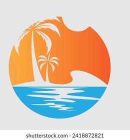 vector illustration of palm tree logo on gray background perfect for shop branding,greeting cards,etc