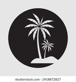 vector illustration of palm tree logo on gray background perfect for shop branding,greeting cards,etc