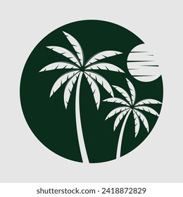 vector illustration of palm tree logo on gray background perfect for shop branding,greeting cards,etc